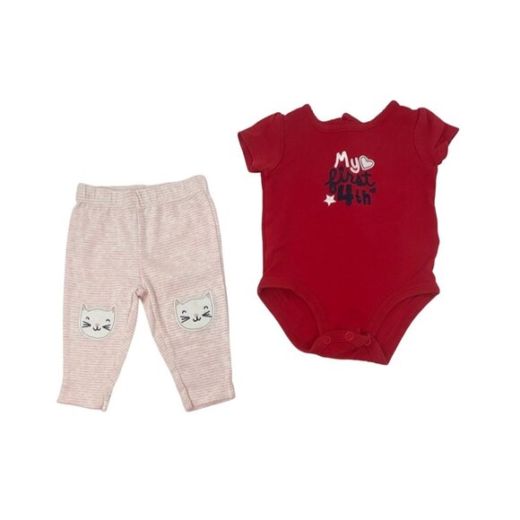 Baby Girl's - 1 Leggings, 2 Short Sleeve & 2 Sleeveless Bodysuits - Size 3 M - Picture 2 of 10